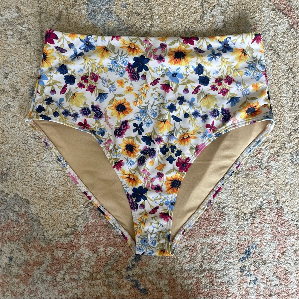 Floral High-Waisted Bikini Bottoms